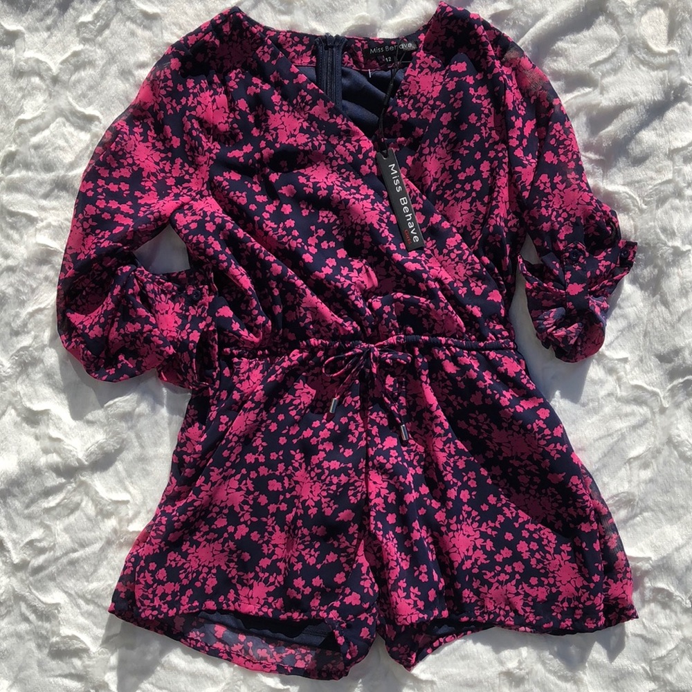 Miss Behave Girls shorts romper size12 new w/ tags